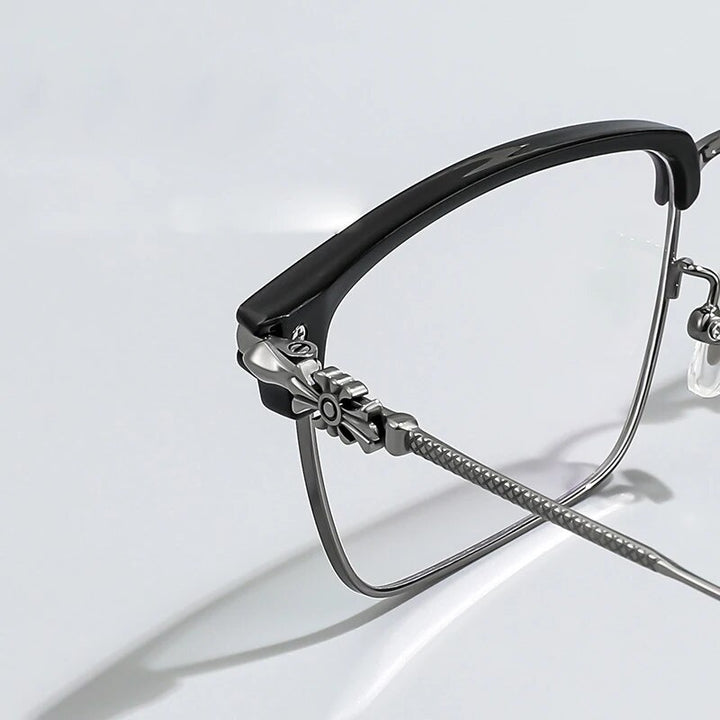 KatKani Unisex Full Rim Square Titanium Eyeglasses 8931 Full Rim KatKani Eyeglasses   