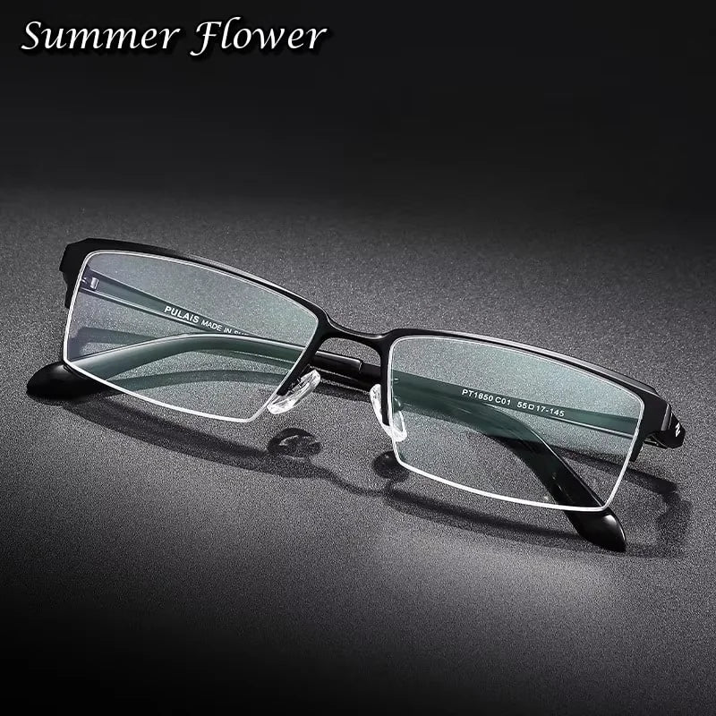 Summer Flower Unisex Semi Rim Square Titanium Eyeglasses 611850