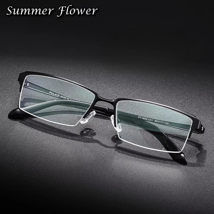 Summer Flower Unisex Semi Rim Square Titanium Eyeglasses 611850