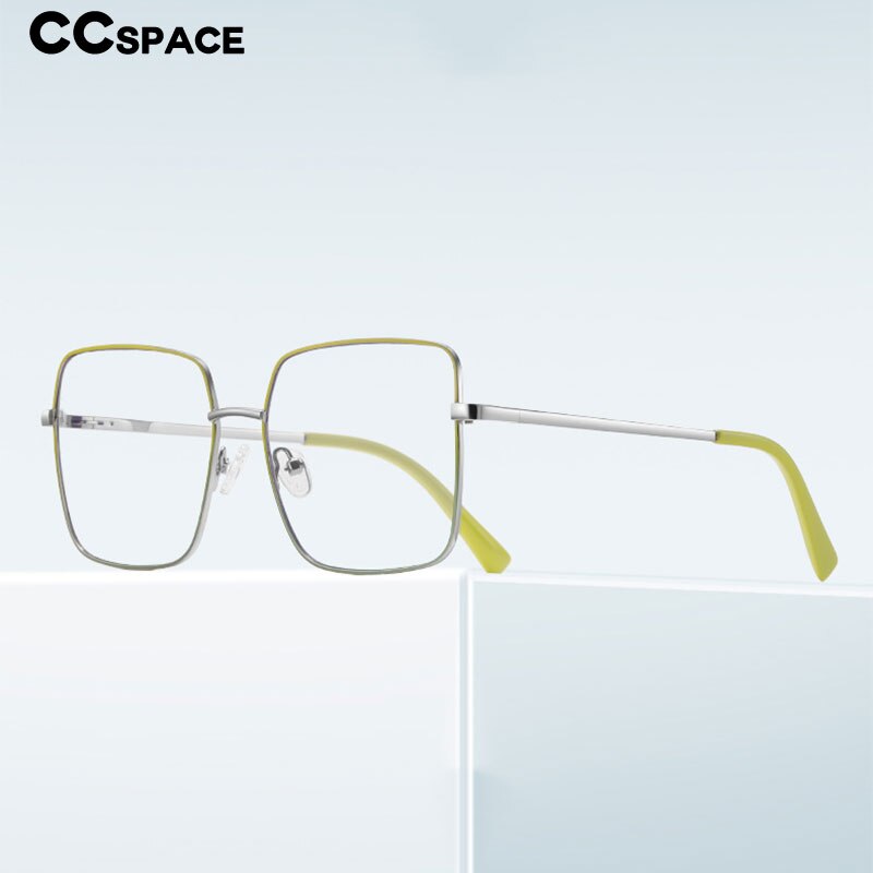 CCSpace Unisex Full Rim Square Spring Hinge Alloy Eyeglasses 56270 Full Rim CCspace   