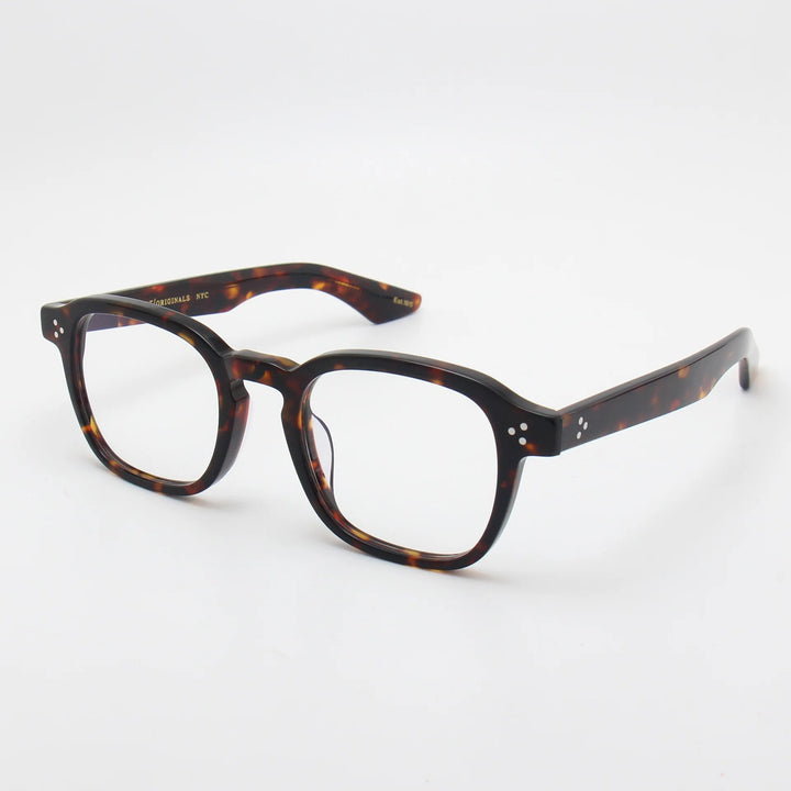 Black Mask Unisex Full Rim Square Thick Acetate Temple Eyeglasses 91147