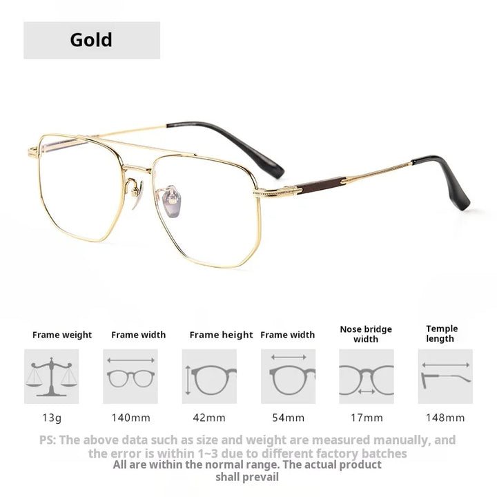 Xbora Unisex Full Rim Square Double Bridge Titanium Eyeglasses 541606