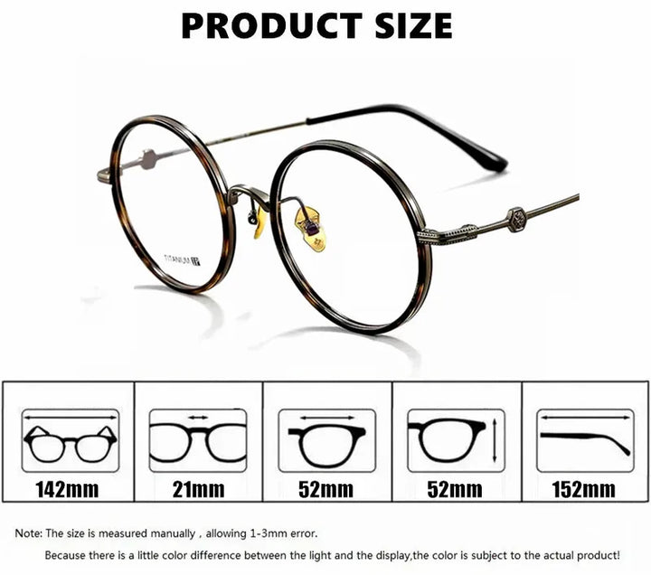 Aimee Unisex Full Rim Round Acetate Titanium Eyeglasses 365505