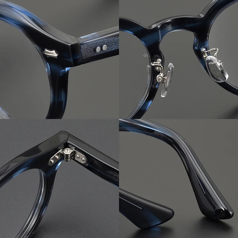 Black Mask Unisex Full Rim Round Acetate Eyeglasses Nn016 Full Rim Black Mask   