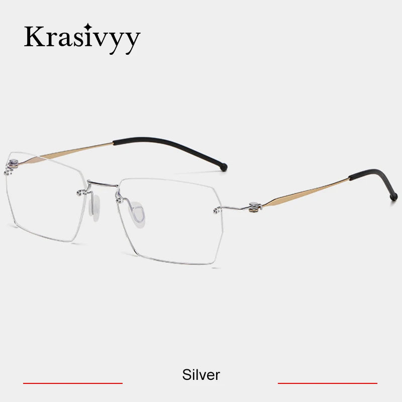 Krasivyy Unisex Rimless Square Titanium Alloy Eyeglasses 45937