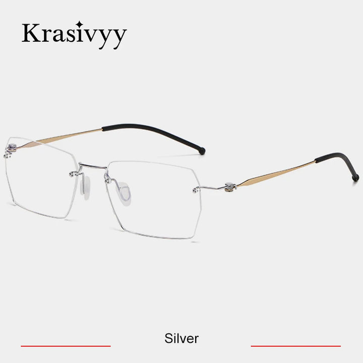 Krasivyy Unisex Rimless Square Titanium Alloy Eyeglasses 45937