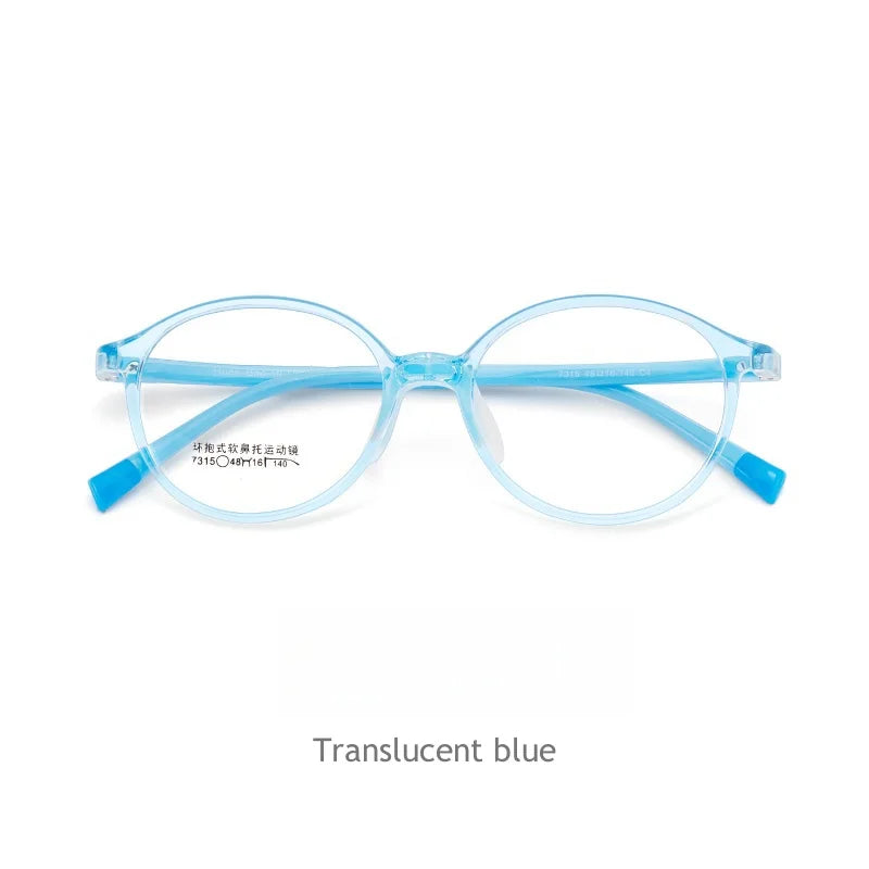 KatKani Unisex Children's Full Rim Round Tr 90 Silicone Eyeglasses 7315 Full Rim KatKani Eyeglasses Translucent blue  