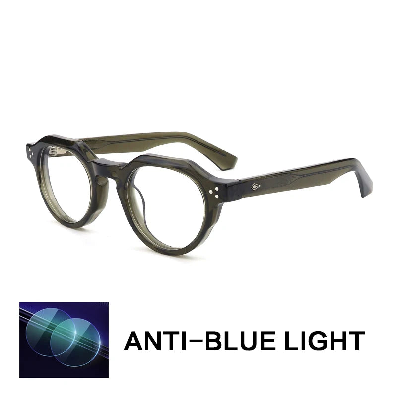 Gatenac Unisex Full Rim Flat Top Round Acetate Reading Glasses G66301