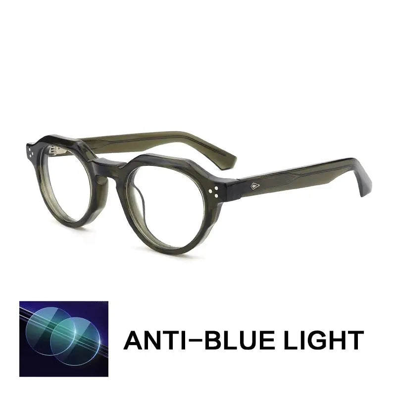 Gatenac Unisex Full Rim Flat Top Round Acetate Reading Glasses G66301.