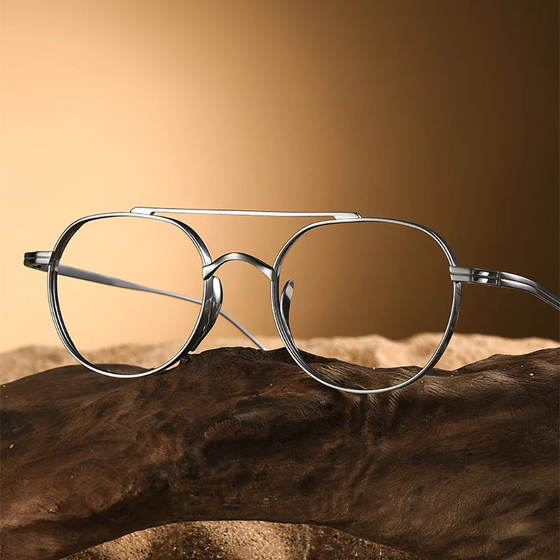 Black Mask Unisex Full Rim Square Double Bridge Titanium Eyeglasses 9503 Full Rim Black Mask