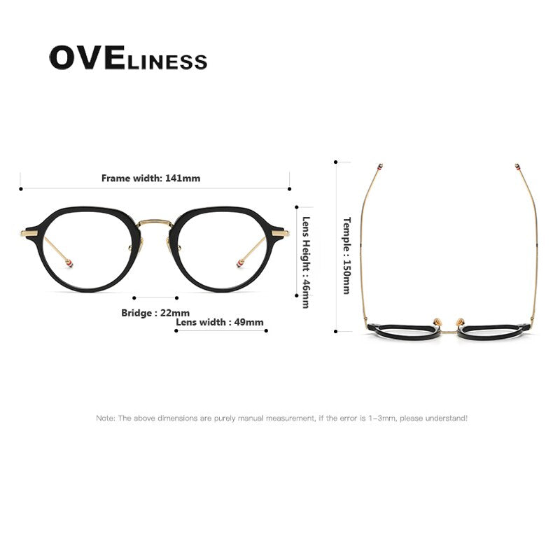 Oveliness Unisex Full Rim Polygon Acetate Titanium Eyeglasses Tbx421 Full Rim Oveliness   