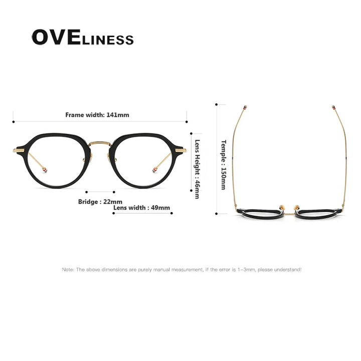 Oveliness Unisex Full Rim Oval Acetate Titanium Eyeglasses 369421