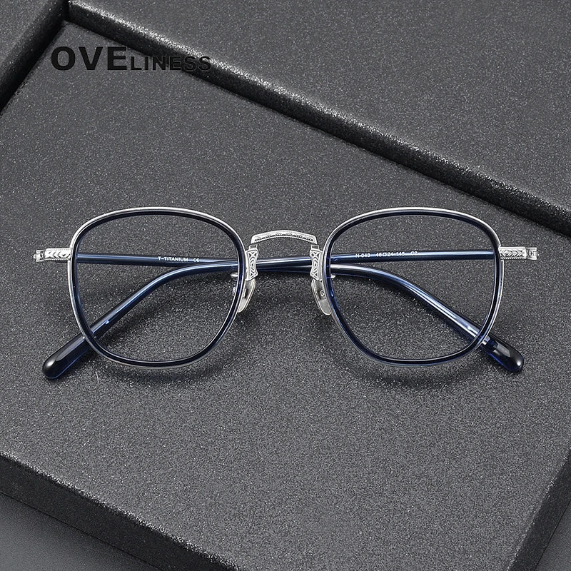 Oveliness Women's Full Rim Square Acetate Titanium Eyeglasses 14043 Full Rim Oveliness   