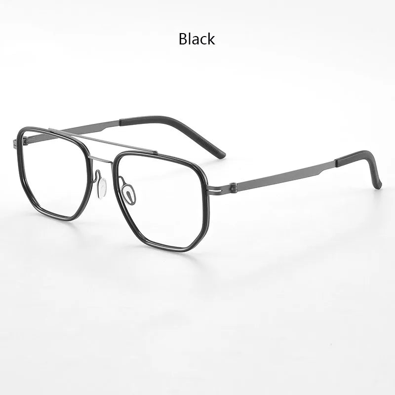 Hdcrafter Men's Full Rim Square Double Bridge Tr 90 Titanium Eyeglasses 21797