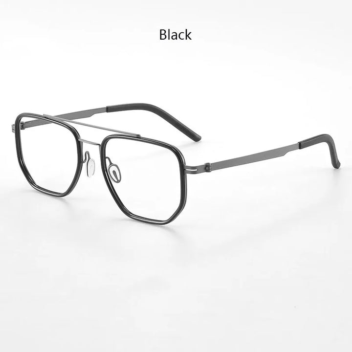 Hdcrafter Men's Full Rim Square Double Bridge Tr 90 Titanium Eyeglasses 21797