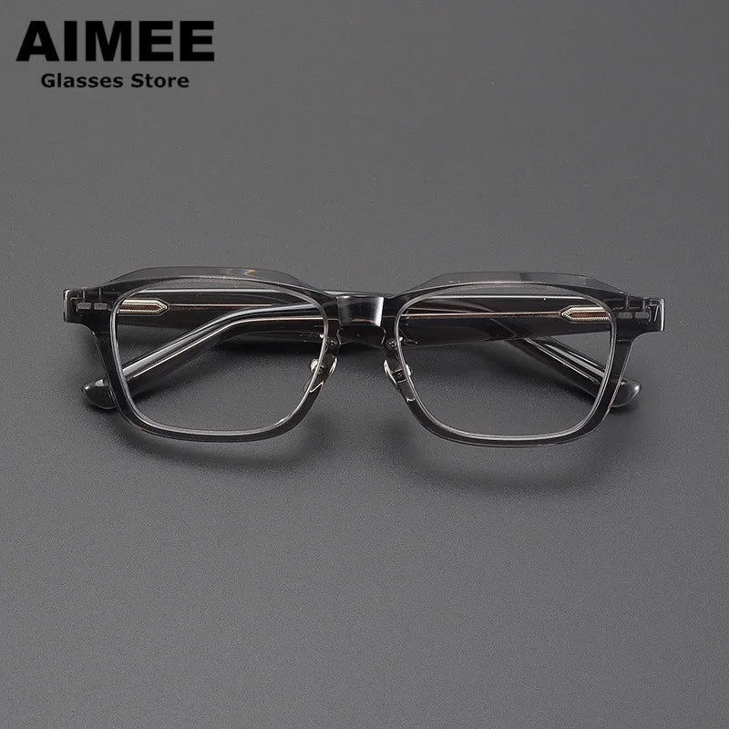 Aimee Unisex Full Rim Square Acetate Spring Hinge Eyeglasses 9003 Full Rim Aimee Grey  