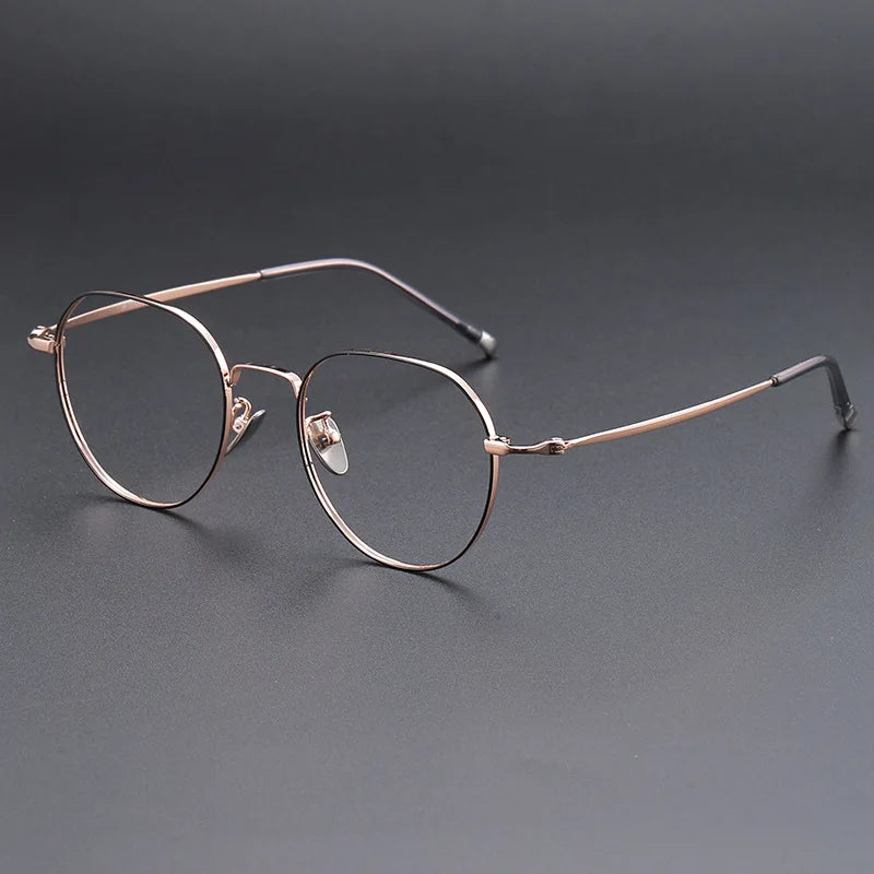 Momoja Unisex Full Rim Flat Top Oval Titanium Eyeglasses 118001