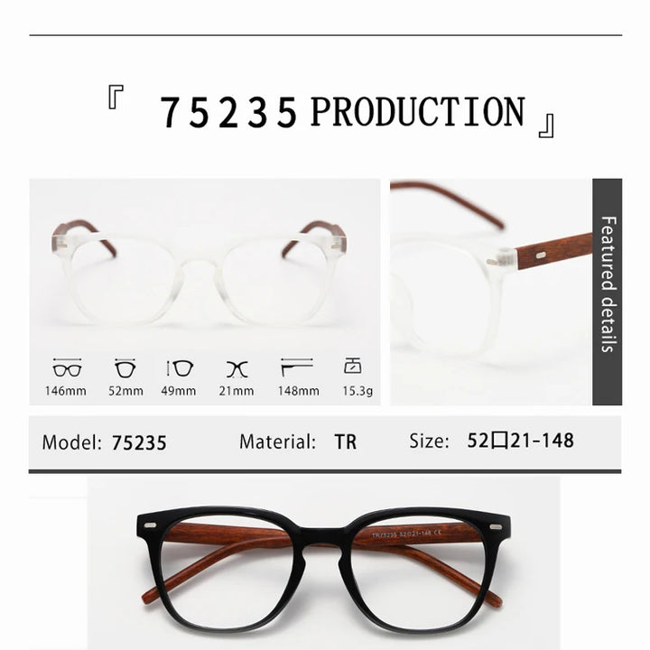 Kocolior Unisex Full Rim Square Tr 90 Alloy Photochromic Reading Glasses 375235