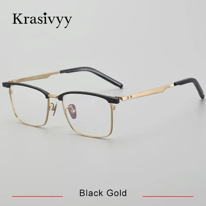 Krasivyy Men's Full Rim Square Acetate Titanium Eyeglasses 428701