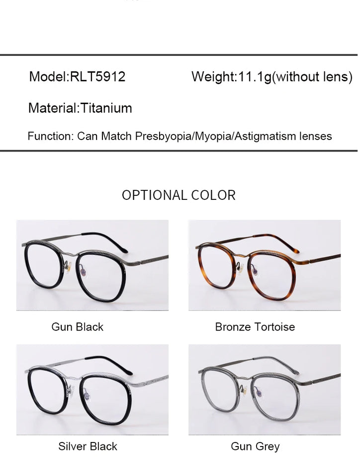 Aimee Unisex Full Rim Round Square Titanium Acetate Eyeglasses 5912 Full Rim Aimee   