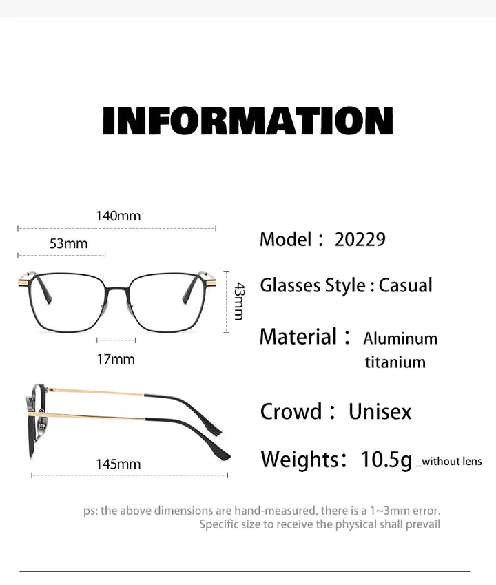 Vicky Unisex Full Rim Square Aluminum Titanium Reading Glasses V20229 Reading Glasses Vicky   