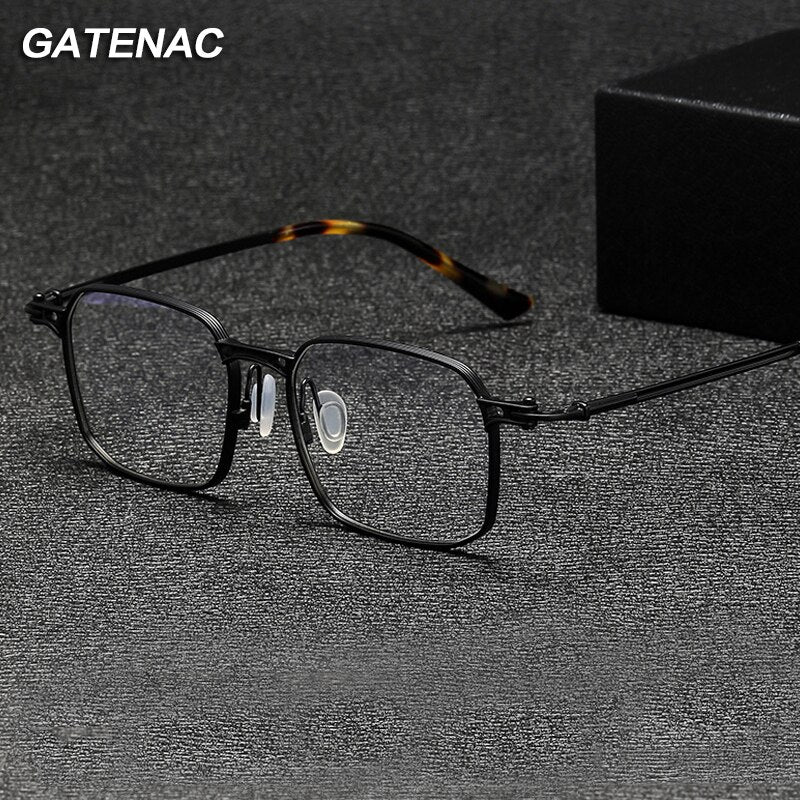Gatenac Unisex Full Rim Square Titanium Eyeglasses Gxyj1073 Full Rim Gatenac   