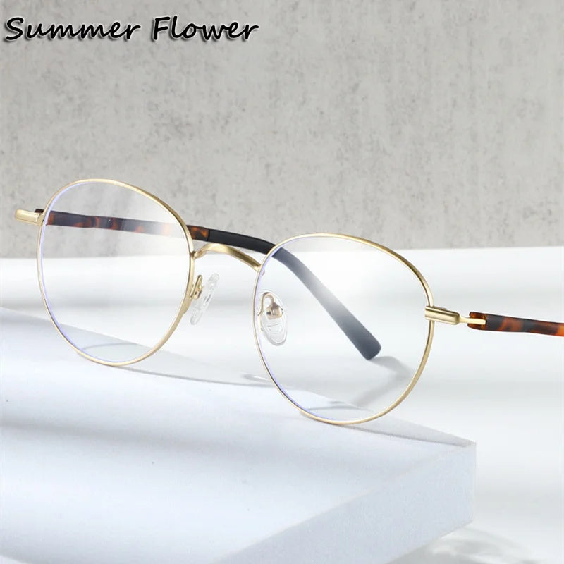 Summer Flower Women's Full Rim Oval Round Alloy Tr 90 Eyeglasses 841008 Full Rim Summer Flower