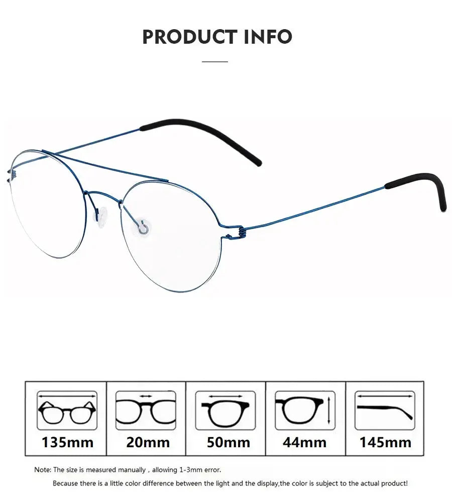 Bobbie 205044 Women’s Full Rim Double Bridge Round Titanium Frames — view 2 | Bobbie at FuzWeb