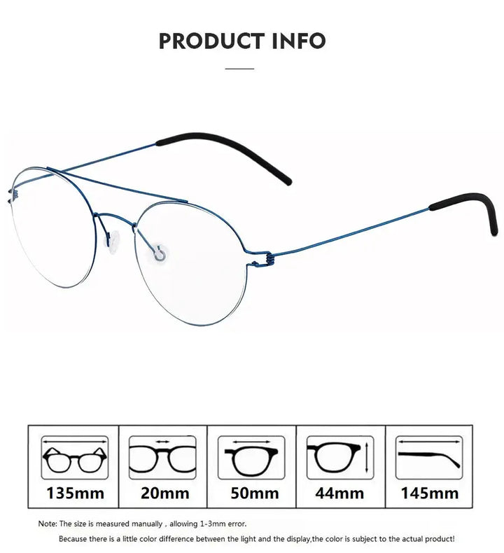 Bobbie 205044 Women’s Full Rim Double Bridge Round Titanium Frames — view 2 | Bobbie at FuzWeb