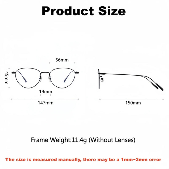Yimaruili Unisex Full Rim Flat Top Oval Titanium Eyeglasses 630885