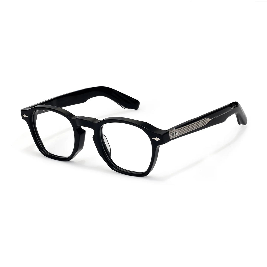 Black Mask Unisex Full Rim Polygon Square Acetate Eyeglasses 396195