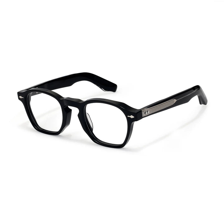 Black Mask Unisex Full Rim Polygon Square Acetate Eyeglasses 396195