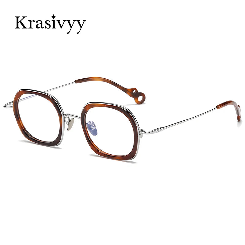 Krasivyy Women's Full Rim Square Titanium Acetate Eyeglasses 45962 Full Rim Krasivyy