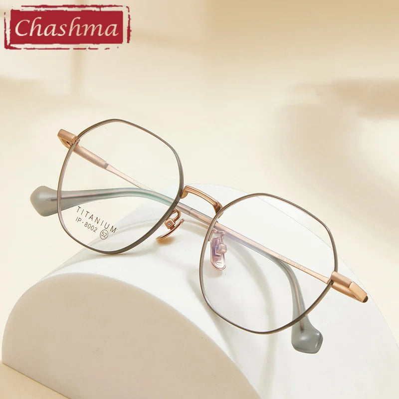 Chashma Ottica Unisex Full Rim Hexagon Titanium Eyeglasses 8002 Full Rim Chashma Ottica   