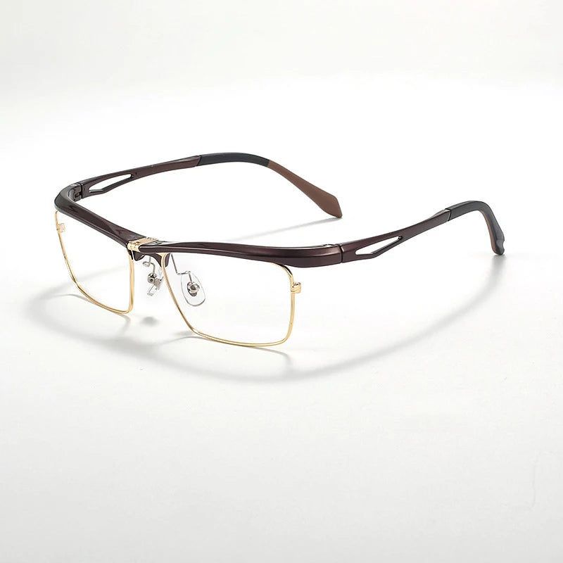 Hdcrafter Unisex Semi Rim Square Flip Up Titanium Alloy Eyeglasses 966905