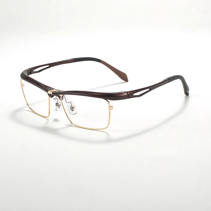 Hdcrafter Unisex Semi Rim Square Flip Up Titanium Alloy Eyeglasses 966905