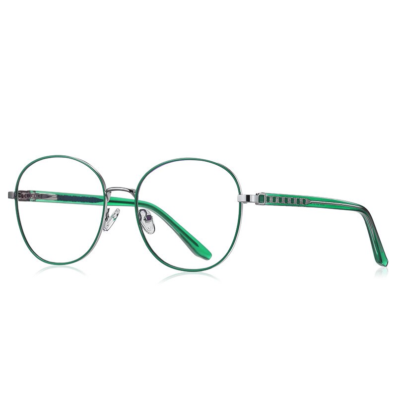 CCspace Women's Full Rim Round Alloy Eyeglasses 56522 Full Rim CCspace C6Green  