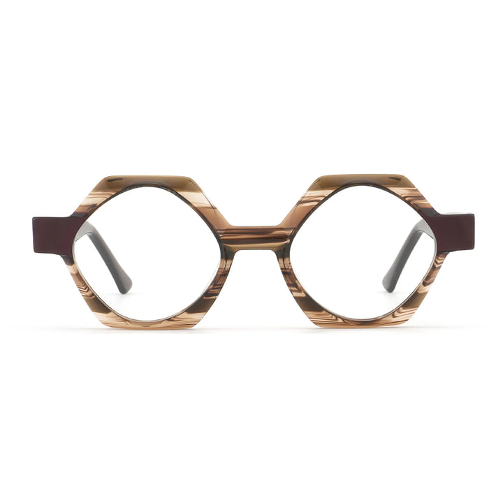 Hewei Women's Full Rim Flat Top Polygon Acetate Eyeglasses 923074