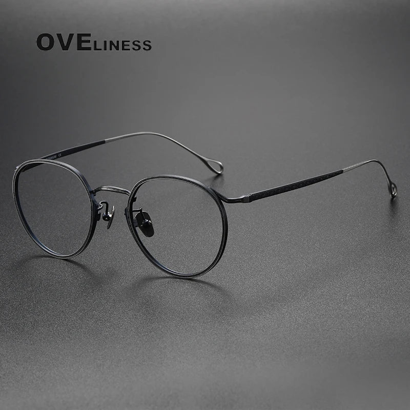 Oveliness Women's Full Rim Small Width Round Titanium Eyeglasses 153369