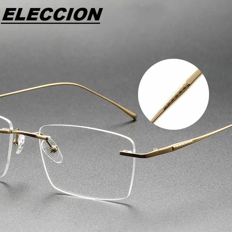 Eleccion Women's Rimless Square Titanium Eyeglasses 9069