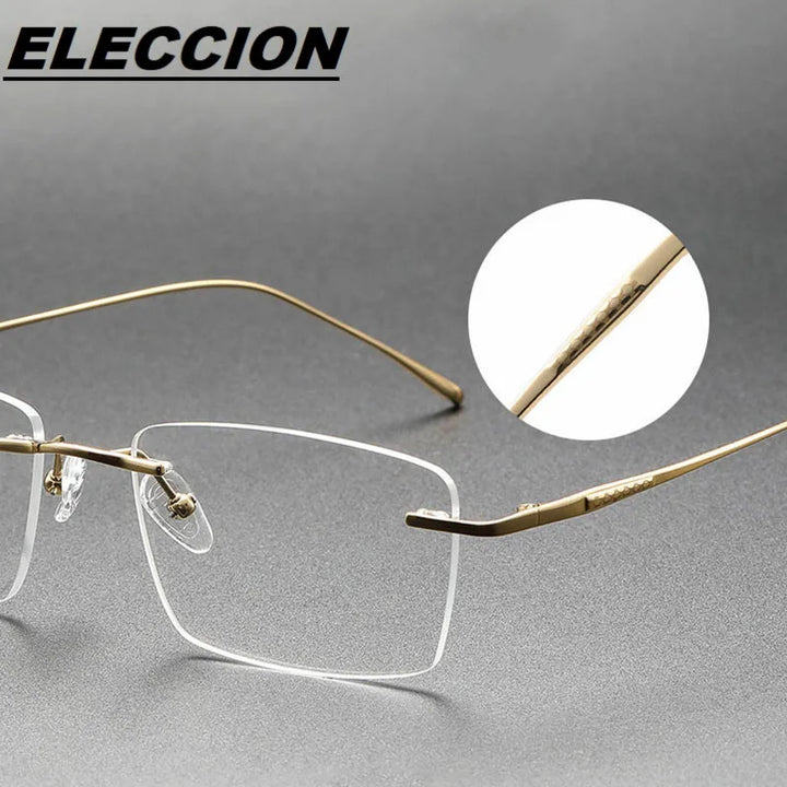 Eleccion Women's Rimless Square Titanium Eyeglasses 9069