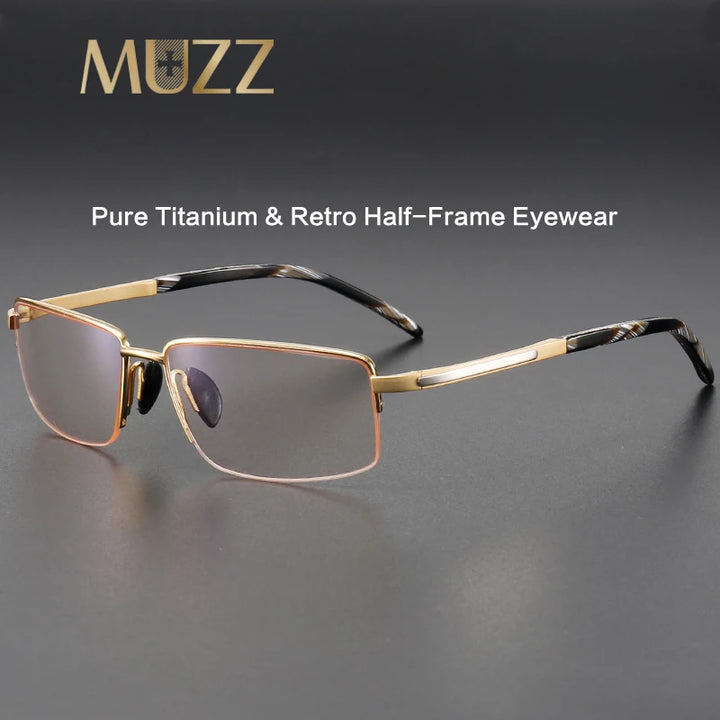 Muzz Men's Semi Rim Square Titanium Eyeglasses 88499