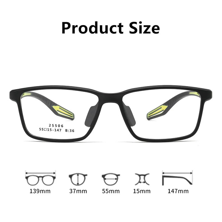 Xbora Unisex Full Rim Square Tr 90 Alloy Sport Eyeglasses 525506