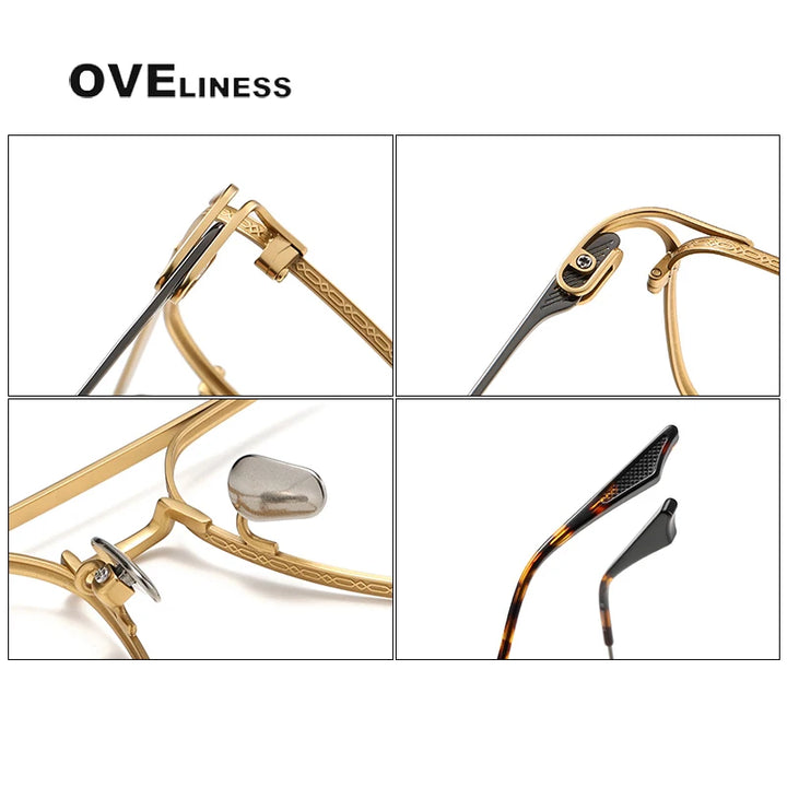 Oveliness Unisex Full Rim Square Double Bridge Titanium Eyeglasses 81000 Full Rim Oveliness   