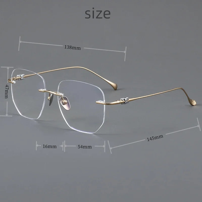 KatKani Unisex Rimless Square Titanium Eyeglasses B69061 Rimless KatKani Eyeglasses   