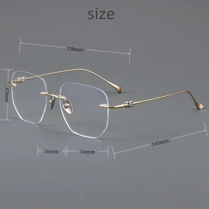 KatKani Unisex Rimless Square Titanium Eyeglasses B69061 Rimless KatKani Eyeglasses   