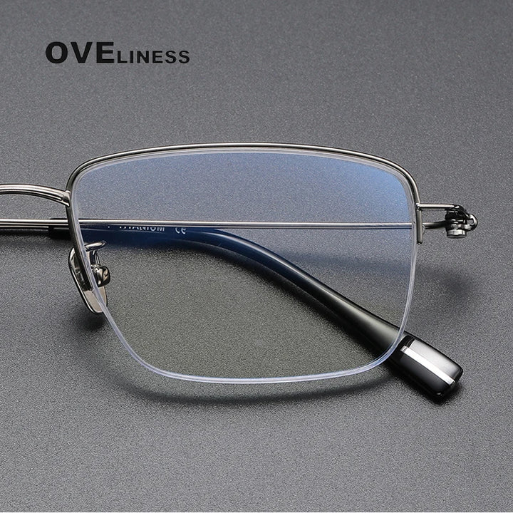 Oveliness Men's Semi Rim Square Titanium Eyeglasses 80917 Semi Rim Oveliness   