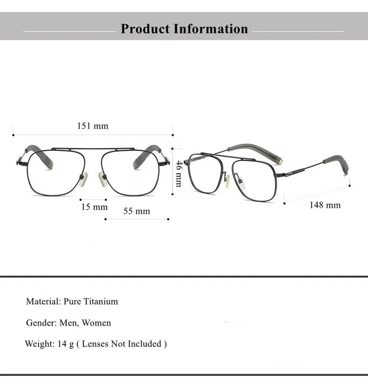 Chashma Ochki Unisex Full Rim Big Square Titanium Eyeglasses 44105 Full Rim Chashma Ochki   