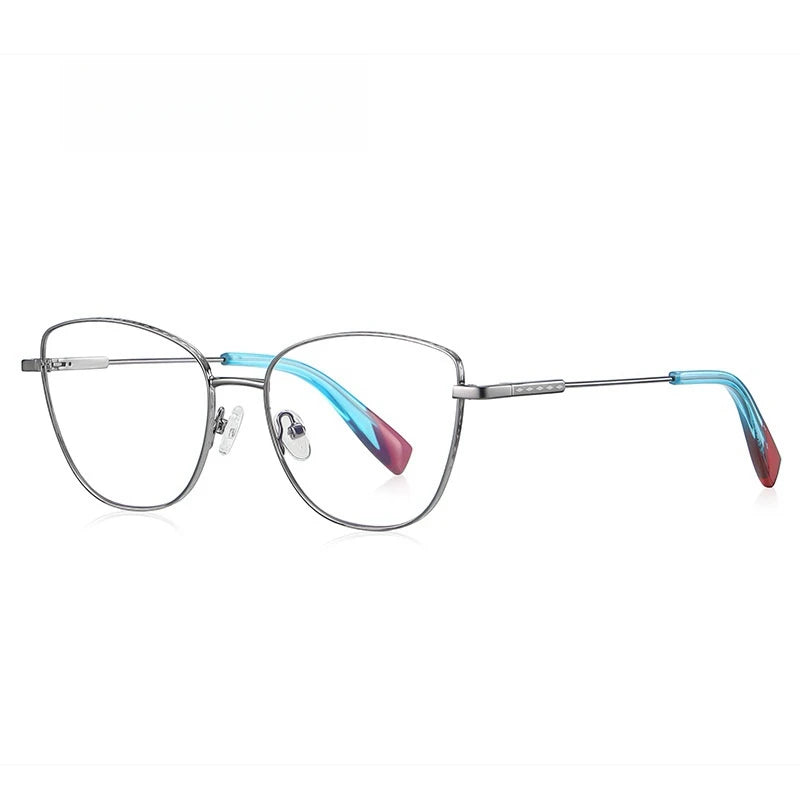 Yimaruili Women's Full Rim Square Cat Eye Alloy Eyeglasses Y3032 Full Rim Yimaruili Eyeglasses Gun C2  