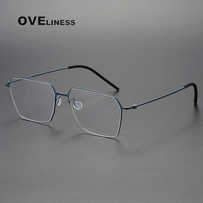 Oveliness Unisex Full Rim Flat Top Square Titanium Eyeglasses O5514 Full Rim Oveliness blue  